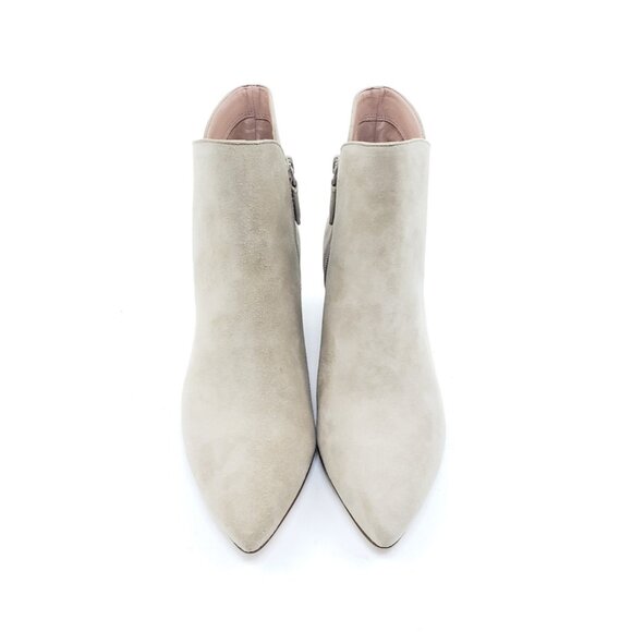 Cole Haan Block Heel Ankle Boot Booties Beige Suede Side Zip Womens Size US 9B - Picture 4 of 12